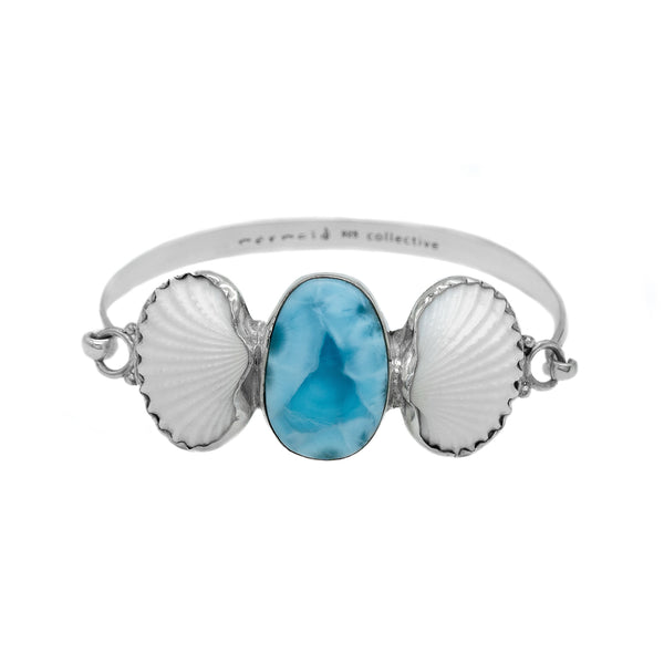 Ocean Love Clam and Larimar Bracelet