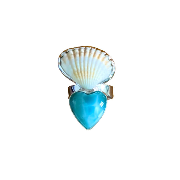 Ocean Love Heart Clam Ring