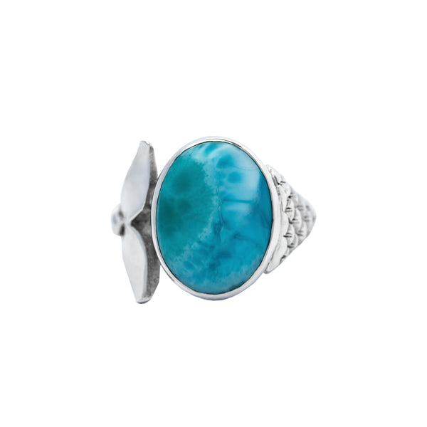 Leah Mermaid Tail Ring Larimar