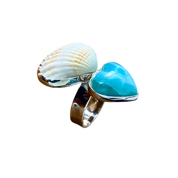 Ocean Love Heart Clam Ring