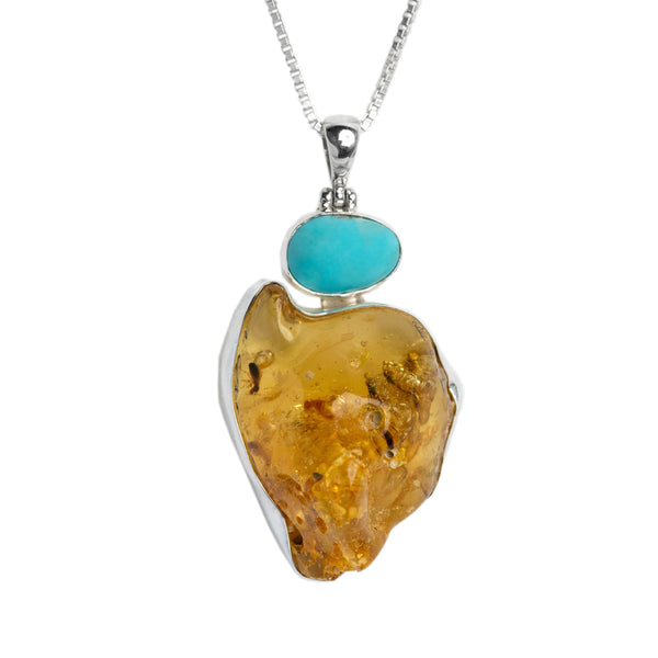 Freya Amber Turquoise Pendant